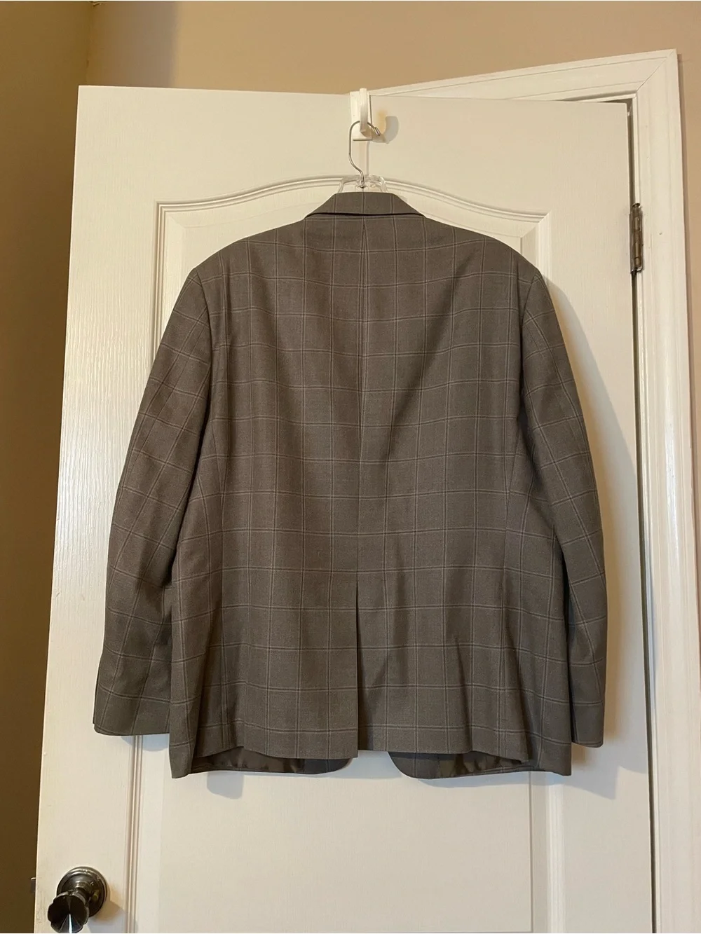 Lauren Ralph Lauren Blazer Men’s 42S Silk Wool Windowpane Gray Taupe 2 Button